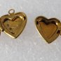 Vintage Pair Brass Etched Heart Lockets Pendants Charms Jewelry Making 12mm