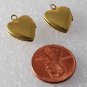 Vintage Pair Brass Etched Heart Lockets Pendants Charms Jewelry Making 12mm