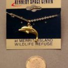 VINTAGE KENNEDY SPACE CENTER DOLPHIN NECKLACE GOLDTONE