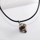 Vintage Necklace Jewelry Pendant Metal Bead Leather Strand Tied