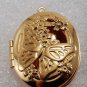 Vintage Locket Pendant Gold PLated Butterfly Flowers Stem Inside 30x23mm