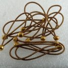 Vintage Elastic No Pull Lot of 12 Brass Ball End Brown Gold Band Hair Accessory