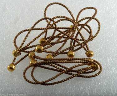 Vintage Elastic No Pull Lot of 12 Brass Ball End Brown Gold Band Hair Accessory