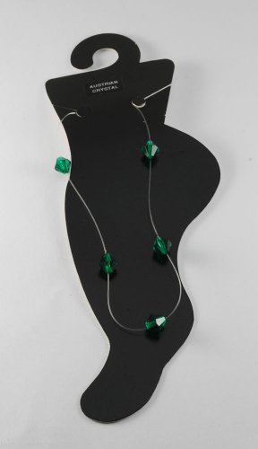 Austrian Crystal Invisible Ankle Bracelet Jewelry Green Glass Bicone Beads