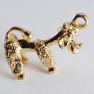 Vintage Gold Plated Brass Poodle Pendant Jewelry Making Charm