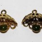Vintage Gold Metal Jade Green Stone Charm Pendant