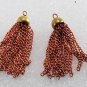 Vintage Metal Tassel Pendant Pair Brass Copper Plated Half Round Dome NOS