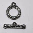 Vintage Silver Metal Snake Skin Pattern Toggle Clasp