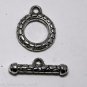 Vintage Silver Metal Snake Skin Pattern Toggle Clasp