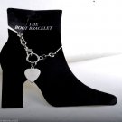 Vintage 70's Boot Bracelet Silver Plated Metal Heart Chain NOC SHoe Accessorie