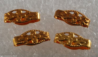 Vintage Fancy Snap Clasps Bails or Connectors Antique Gold Tone Set of 4