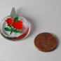 Vintage Pendant German Glass Reverse Intaglio Rose Bail Clip Top Silver Metal