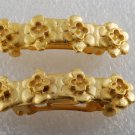 Vintage Hair Barrettes Pair Star Flower Gold Plated Metal Hair Accessories