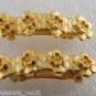Vintage Hair Barrettes Pair Star Flower Gold Plated Metal Hair Accessories