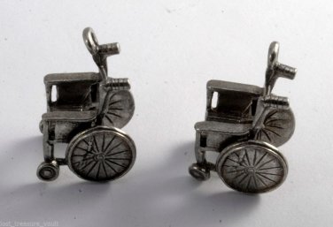 Vintage Wheel Chair Pendants Silver Tone Metal Jewelry Making Charms