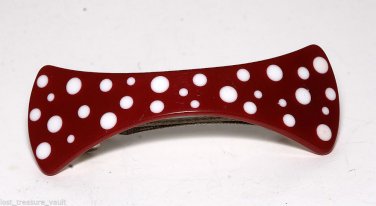 Red and White Polka Dot  Dog Bone Shaped Hair Barrette