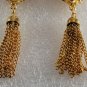 Vintage Gold PLated Metal Ruby  Rhinestone Tassel Shoe Clips Pair