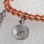 Vintage Copper Plated Chain Charm  Bracelet Las Vegas Lucky Roulette Dice Pink