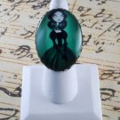 LTV Creation "Pretty Banshee" Ring Industrial Raw Brass Metal Glass Cameo