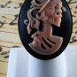 LTV Creation "Pink Lady Skeleton" Ring Industrial Raw Brass Resin Cast Cameo