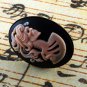 LTV Creation "Pink Lady Skeleton" Ring Industrial Raw Brass Resin Cast Cameo