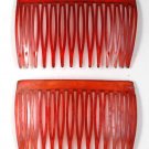 VINTAGE RED SEE THROUGH HAIR COMBS HAIR ACCESSORIES