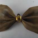 Vintage Brass Tone Metal Bow Pendant Jewelry Making Charm Mesh