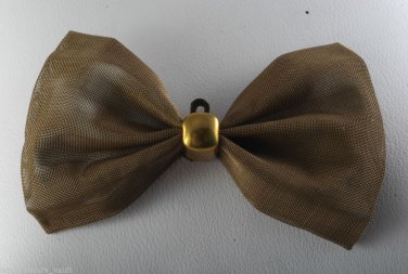 Vintage Brass Tone Metal Bow Pendant Jewelry Making Charm Mesh