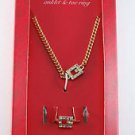 Guess Letter "G" Ankle Bracelet Toe Ring Gold Metal Rhinestone Set