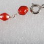 Vintage Beaded Necklace Made in India Reddish Plastic Beads Silver Metal