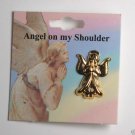 VINTAGE ANGEL ON MY SHOULDER GOLD TONE ANGEL PIN