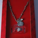 Guess Heart Silver Ankle Bracelet Toe Ring Silver Metal Clear Rhinestone Set