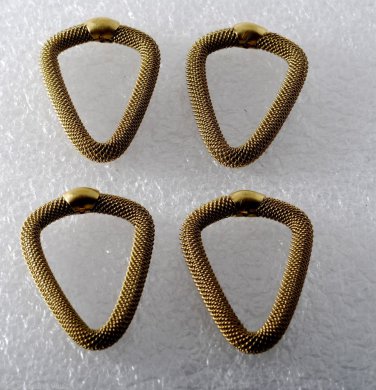 Vintage Triangle Pendant Jewelry Making Raw Brass Metal Mesh Lot of 4