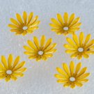 Vintage Daisy Yellow Painted Metal Flower Piece Findings Set of 6 Jewelry Making