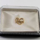 Vintage Womans Gold Metal Mom Heart Pin Jewelry New In Box