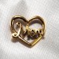 Vintage Womans Gold Metal Mom Heart Pin Jewelry New In Box