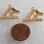 Vintage Retro Jordache Horse Charm Pair Gold PLated Metal Jewelry Making Pendant