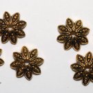 Vintage Gold  Brass Leaf Bead Caps Lot of 6 Findings