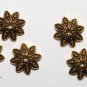 Vintage Gold  Brass Leaf Bead Caps Lot of 6 Findings