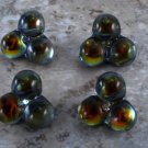 Beautiful Czech? Glass Sewing Buttons Green Yellow Orange Foil Set of 4 Crafting