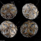 Beautiful Czech? Glass Sewing Buttons Silver Gold Foil Set of 4 Relief Design