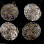 Beautiful Czech? Glass Sewing Buttons Silver Gold Foil Set of 4 Relief Design