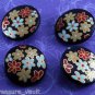 Set of 4 Plastic Sewing Buttons Black Colored Flowers CRafting Plastic Shank