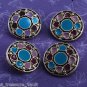 Set Of 4 Sewing Buttons Purple Blue Enamel Hearts Silver Tone Metal