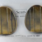 Vintage Sears Shoe Accents Stand Up Shoe Clips Pair Oval Tarnished Brass #119