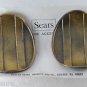Vintage Sears Shoe Accents Stand Up Shoe Clips Pair Oval Tarnished Brass #119