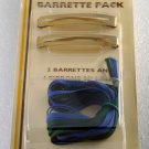 Vintage Tip Top Barrettes Ribbon Weaving Pack Green Blue Gold Tone Metal