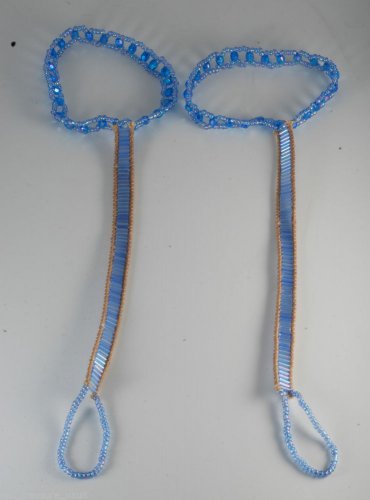Vintage Barefoot Blue Beaded Footless Sandal Pair Beach Party Wear
