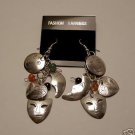 SILVERTONE VINTAGE BEADED DANGLE CHARM EARRING JEWELRY
