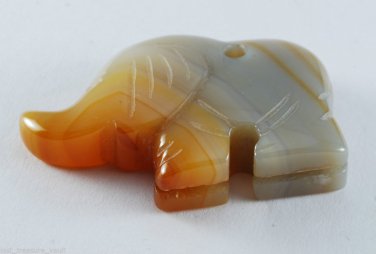 Vintage Polished Carved Stone Elephant Pendant Jewelry Making